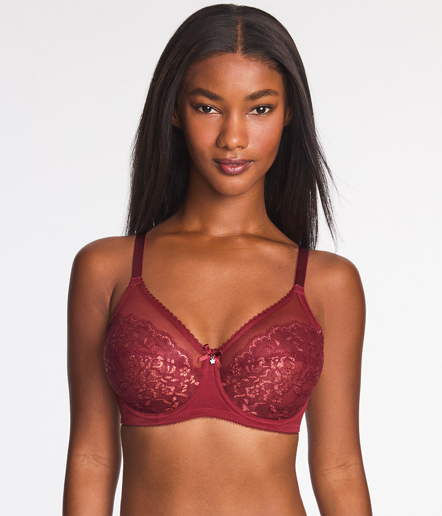 Retro Chic Full Figure Underwire Bra: Cabernet