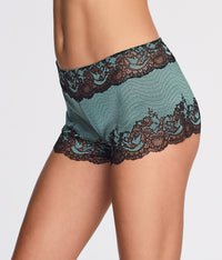 Modern Affair Boyshort: Silver Pine/Black