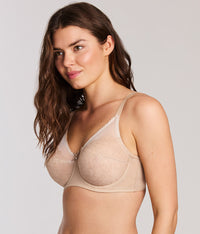 Retro Chic Full Figure Underwire Bra: Toast