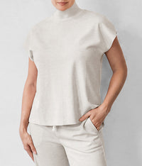 Winslow Mock Neck Pullover: Pale Oak Heather