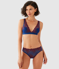 Embrace Lace® Wire Free Bralette: Blue Depths/Cordovan