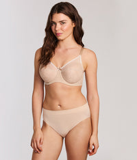 Retro Chic Full Figure Underwire Bra: Toast