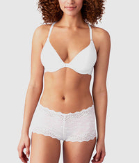 Inspired Eyelet Front Close T-Shirt Bra: White