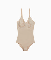 Visual Effects Body Briefer with Minimizer Bra: Sand
