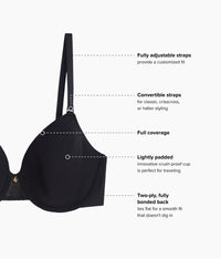 Go Anywear T-Shirt Bra: Black