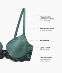 Modern Affair T-Shirt Bra: Silver Pine/Black