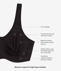 Simone Sport Underwire Bra: Black