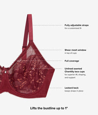 Retro Chic Full Figure Underwire Bra: Cabernet