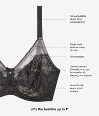 Retro Chic Full Figure Underwire Bra: Black