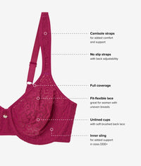 High Bar™ Underwire Bra: Red Plum