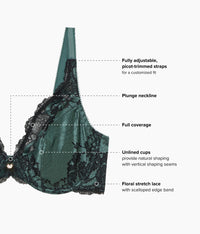 Modern Affair Plunge Underwire Bra: Silver Pine/Black