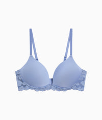 Feeling Famous Wire Free Push Up Bra: Country Blue/Bright White