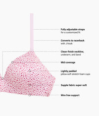 Future Foundation Wire Free T-Shirt Bra: Dusk Pink Dots