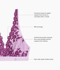 Embrace Lace® Wire Free Bralette: Lavender Sage/Dark Purple