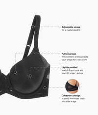 Ultimate Side Smoother Underwire T-Shirt Bra: Black