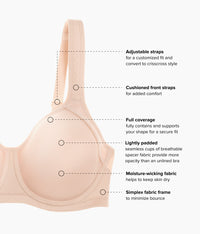 Lindsey Sport Contour Underwire Bra: Sand