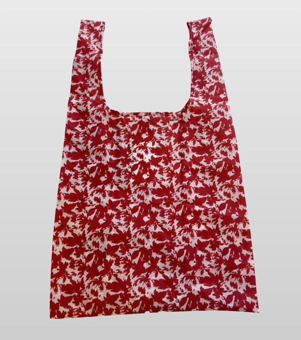 Printed Red and White Bag against white background